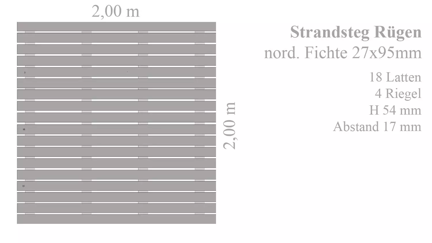 Strandsteg Rügen, nord. Fichte 2,00 x 2,00m 