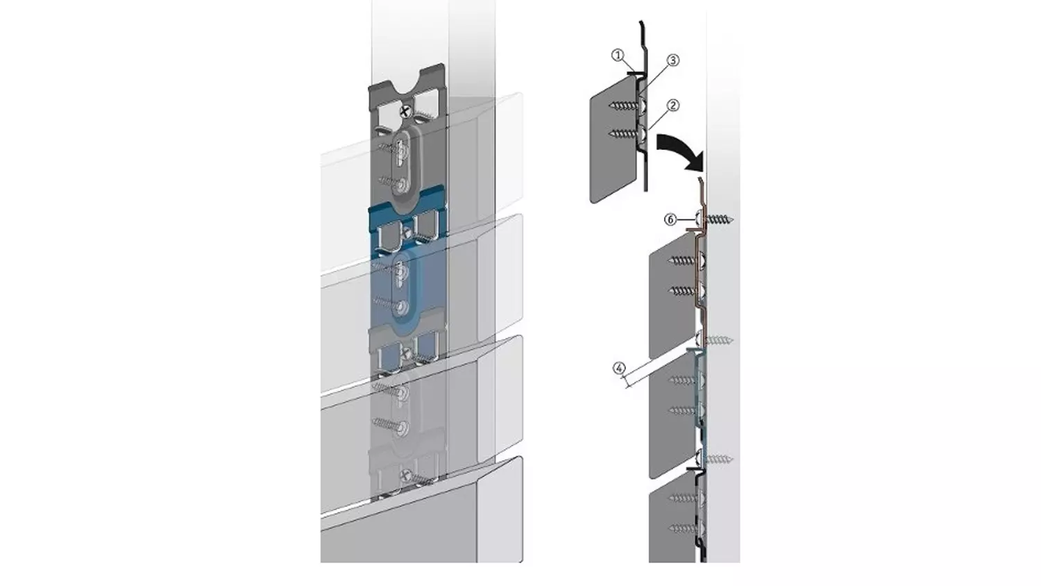 HS24 Pan-Clips für Rhombusleisten B 65-70mm, 50 Stck/Pack, PCSW 65-70, inkl. Schrauben
