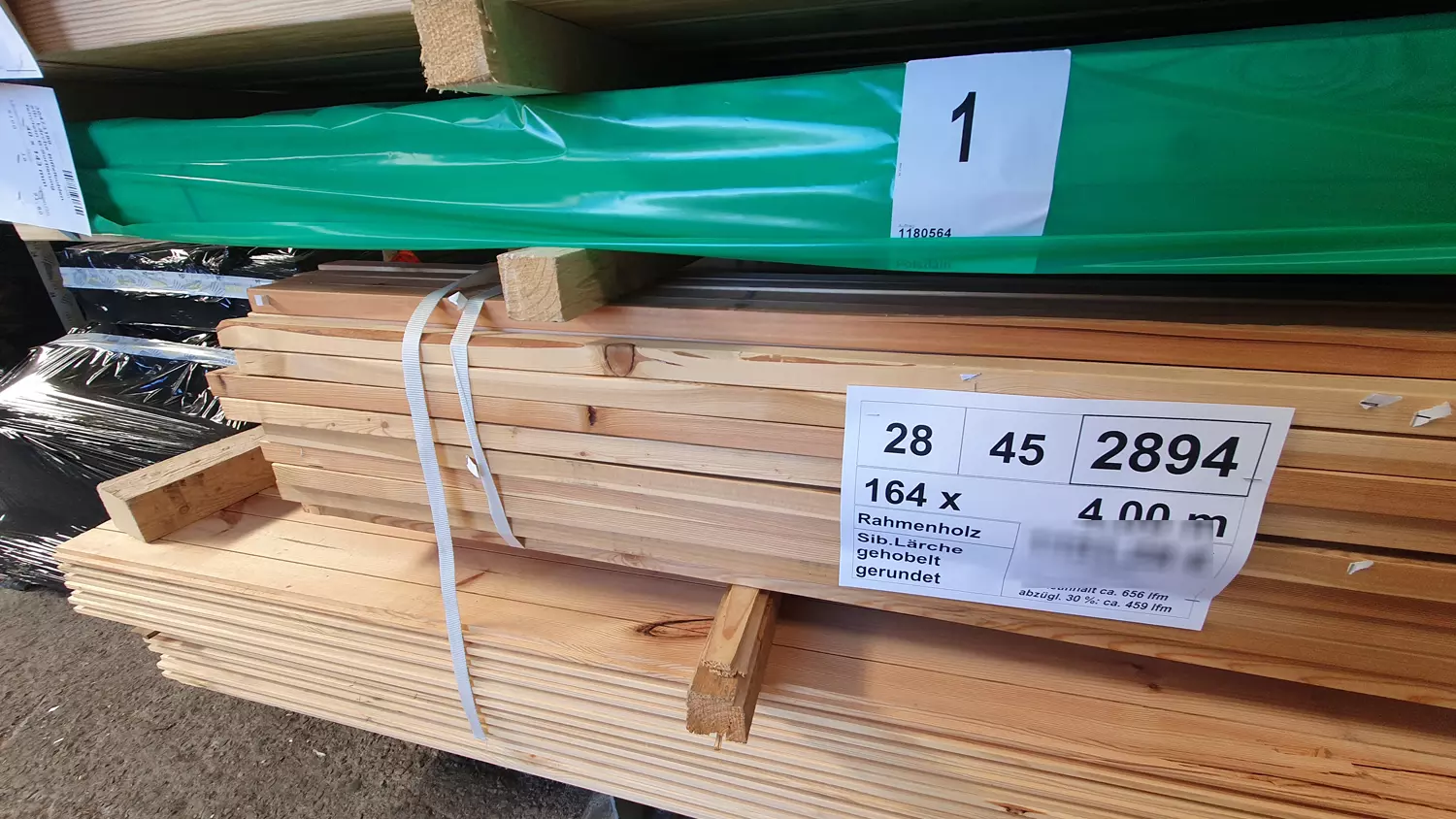 28x45mm Konstruktionsholz gehobelt/gerundet sib. Lärche, Länge 4,00m, Sonderposten 3358-C